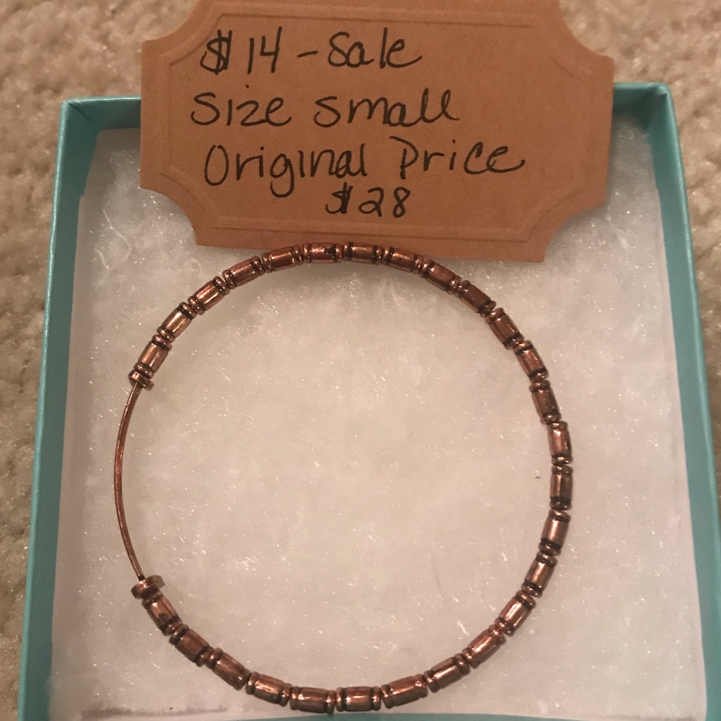 Antique Copper Beaded Bloom Bangle 14$